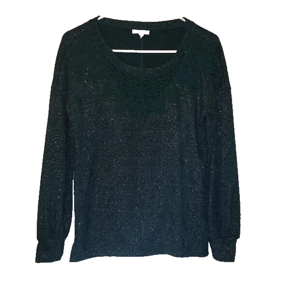 Vintage Y2K Maurices Green Knit Sweater XS Silver Sparkle Cozy Winter Layer - Picture 1 of 8